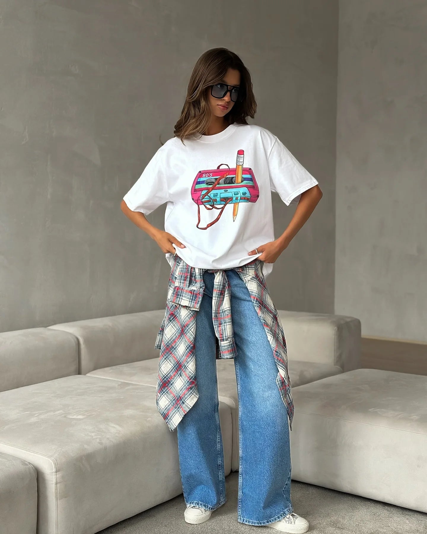 Sumuyoo 100% Cotton Women's Fashionable Printed T-shirt Casual Vintage Short-sleeve Printing T Shirts Fashion Hip Hop Loose Top