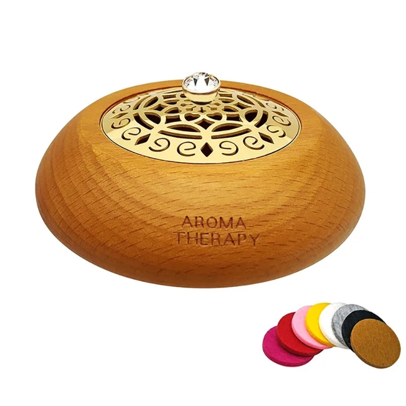 Essential Oil Aromatherapy Diffuser Wooden Stainless Steel Cover Aroma Eco-Friendly Fragrance Diffused Wood Refreshing