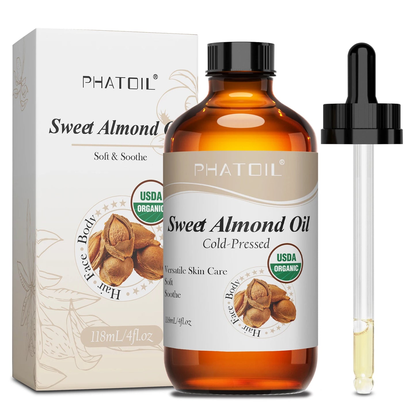 PHATOIL 1PCS Organic Castor Oils 118ml/236ml USDA Cold-Pressed Castor Oil For Eyelash & Nail Growth,Moisturize Skin,Hair Care