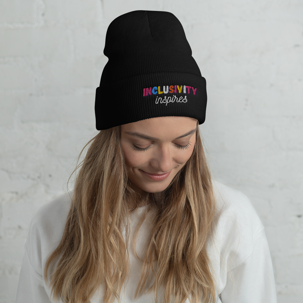 Cuffed Beanie || Inclusivity Inspires || Brand Slogan || One Size Fit image 0