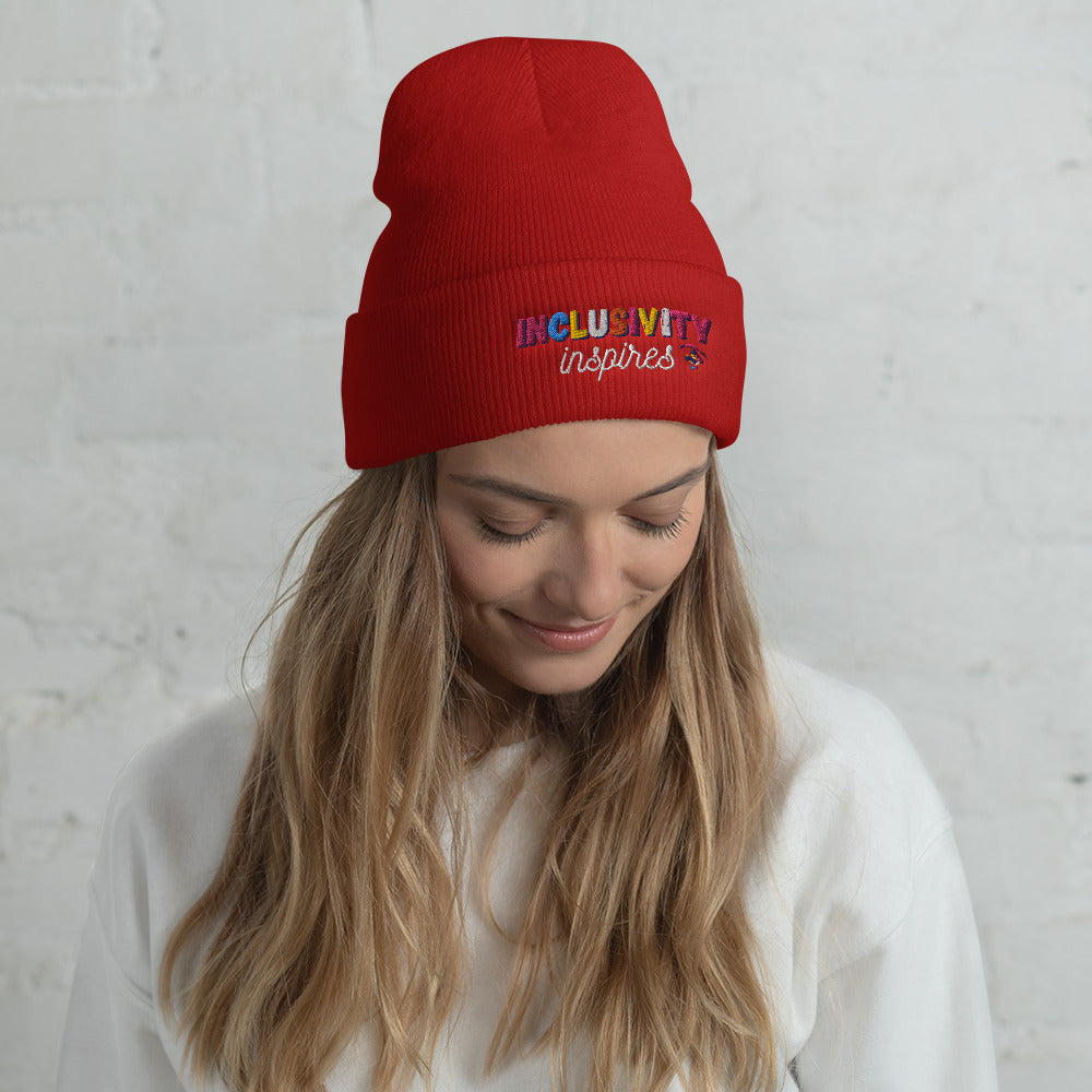 Cuffed Beanie || Inclusivity Inspires || Brand Slogan || One Size Fit image 14