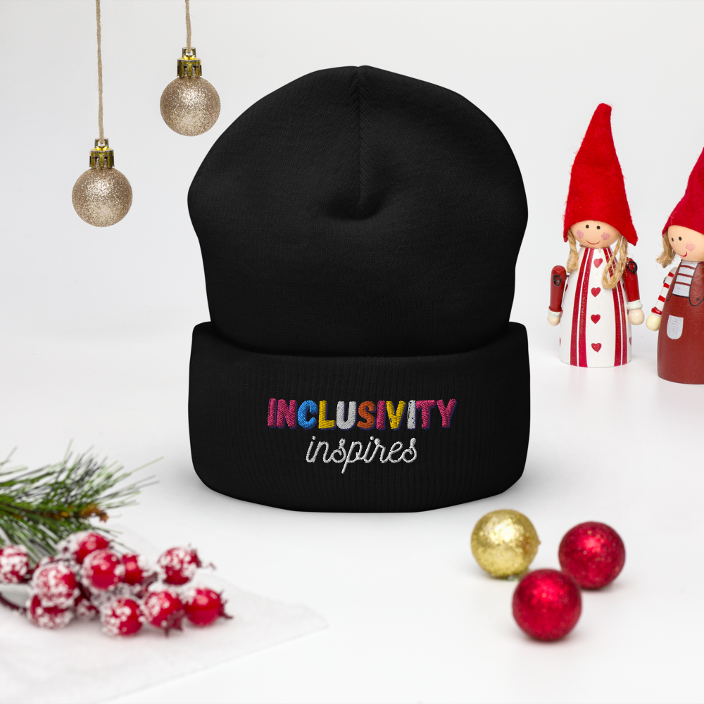 Cuffed Beanie || Inclusivity Inspires || Brand Slogan || One Size Fit image 4