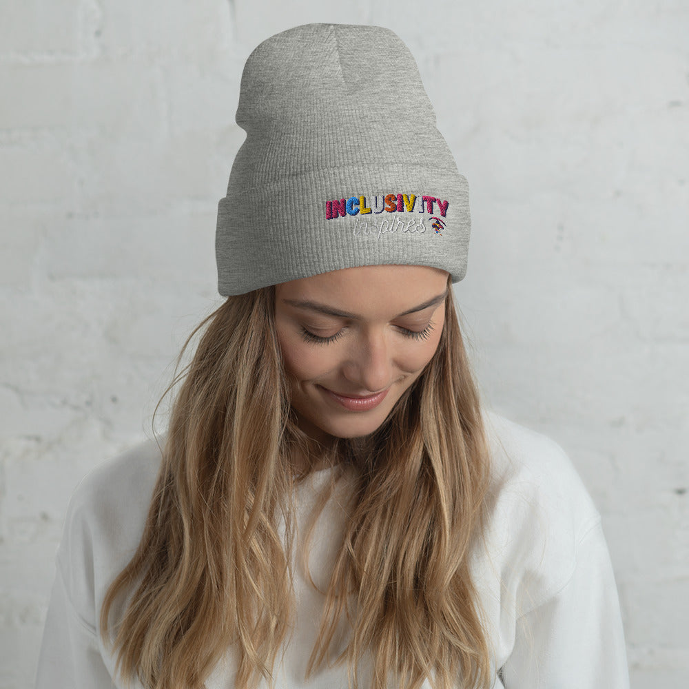 Cuffed Beanie || Inclusivity Inspires || Brand Slogan || One Size Fit image 15