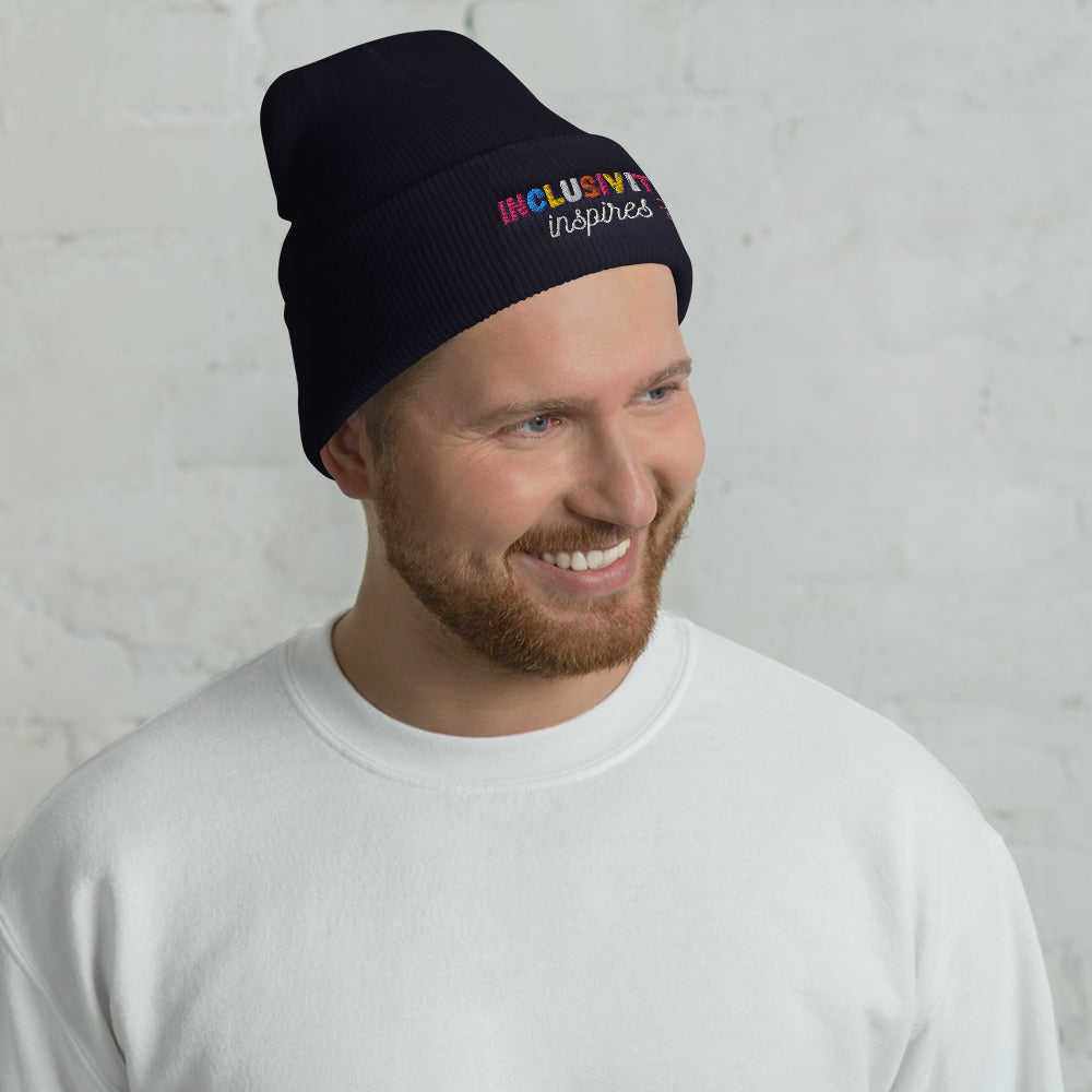 Cuffed Beanie || Inclusivity Inspires || Brand Slogan || One Size Fit image 10