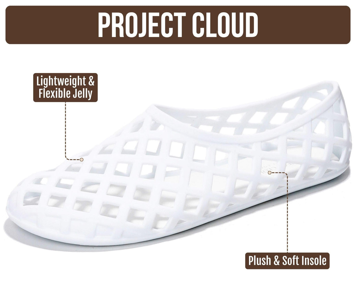 Project Cloud Jelly Shoes Women - Lightweight & Water-Resistant Women's Flats Sandals - Non Slip Womens Shoes - Perfect Summer Jelly Flats for Women 2026 (Jellz)