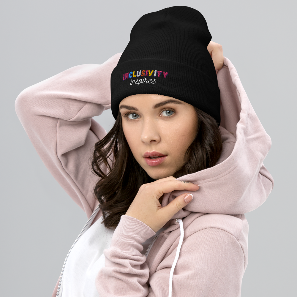 Cuffed Beanie || Inclusivity Inspires || Brand Slogan || One Size Fit image 2