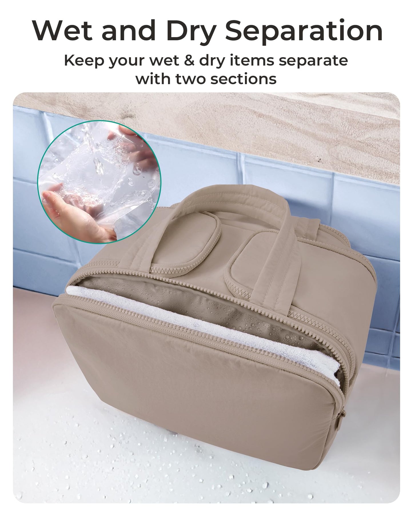 BAGSMART Travel Toiletry Bag, Lightweight Large Wide-open Travel Bag for Women, Puffy Cosmetic Makeup Bag Organizer with Handle for Accessories,Essentials, Toiletries, Dark Pink