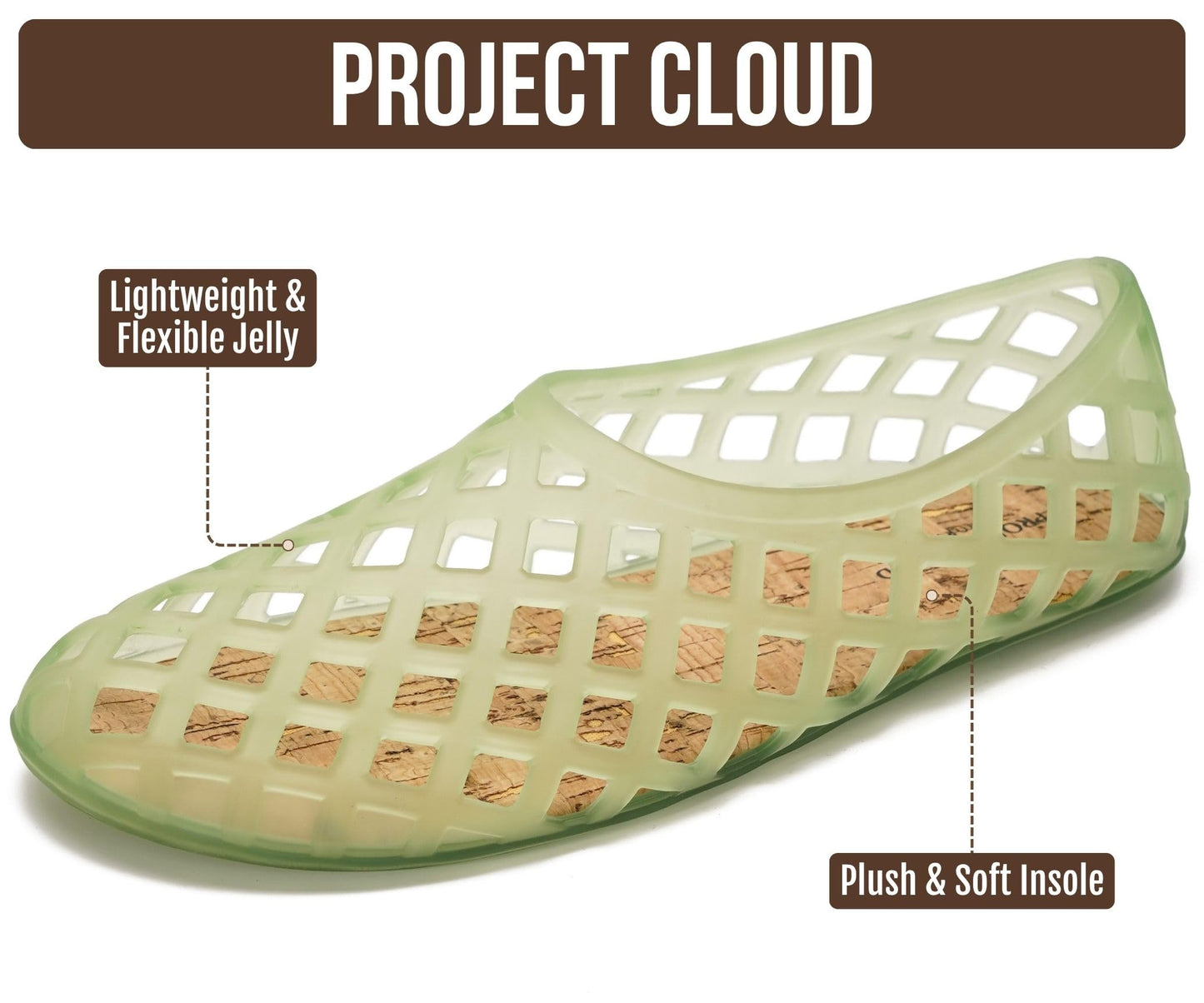 Project Cloud Jelly Shoes Women - Lightweight & Water-Resistant Women's Flats Sandals - Non Slip Womens Shoes - Perfect Summer Jelly Flats for Women 2026 (Jellz)