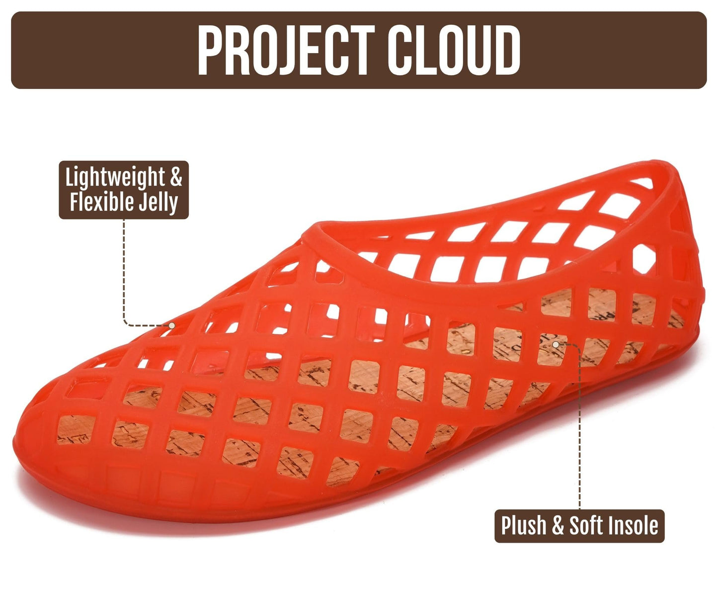 Project Cloud Jelly Shoes Women - Lightweight & Water-Resistant Women's Flats Sandals - Non Slip Womens Shoes - Perfect Summer Jelly Flats for Women 2026 (Jellz)