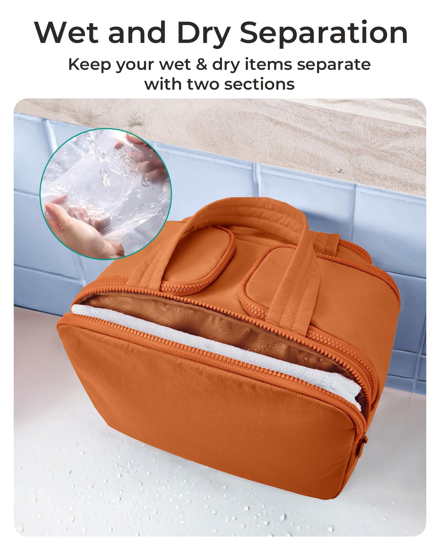 BAGSMART Travel Toiletry Bag, Lightweight Large Wide-open Travel Bag for Women, Puffy Cosmetic Makeup Bag Organizer with Handle for Accessories,Essentials, Toiletries, Dark Pink