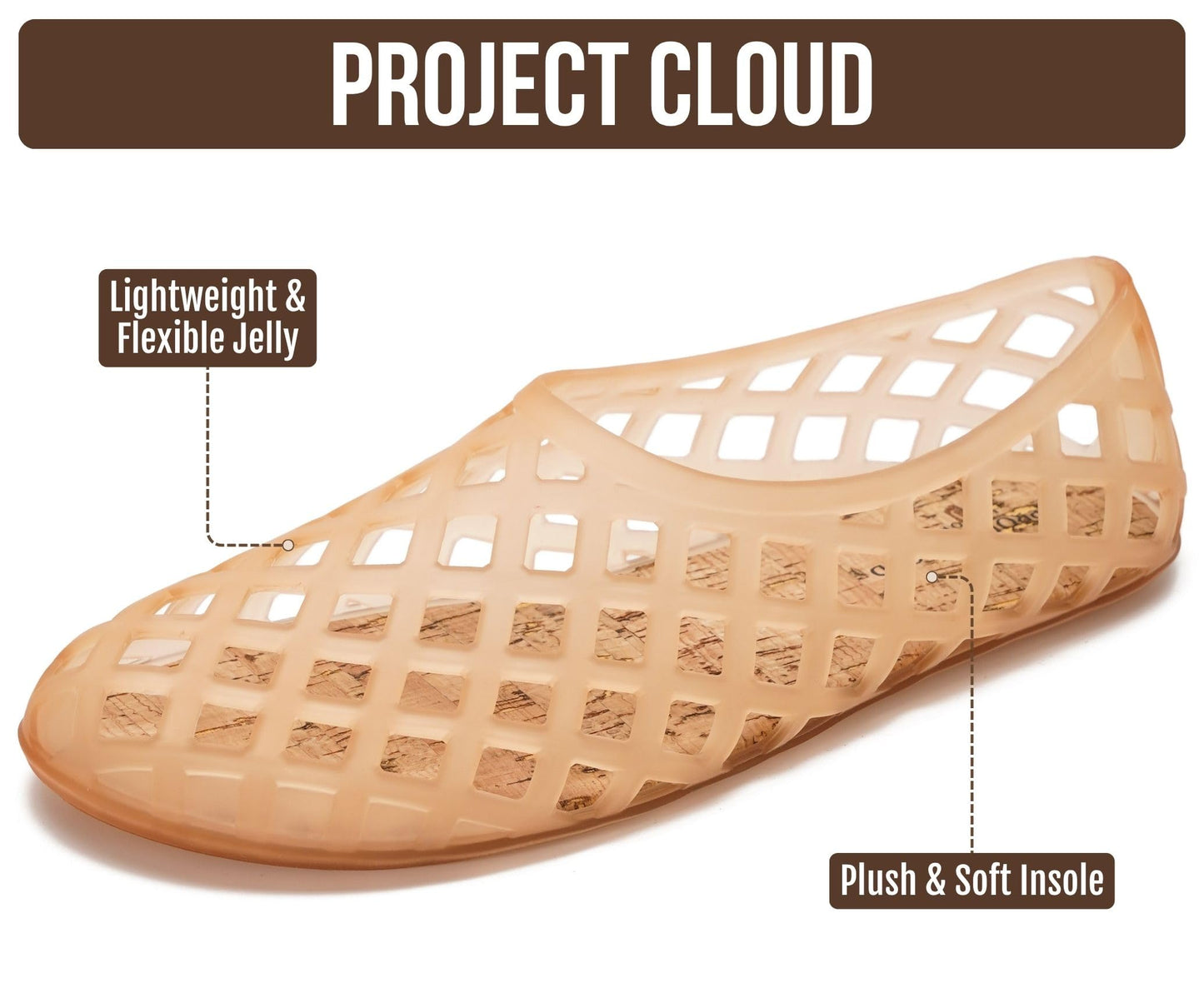 Project Cloud Jelly Shoes Women - Lightweight & Water-Resistant Women's Flats Sandals - Non Slip Womens Shoes - Perfect Summer Jelly Flats for Women 2026 (Jellz)