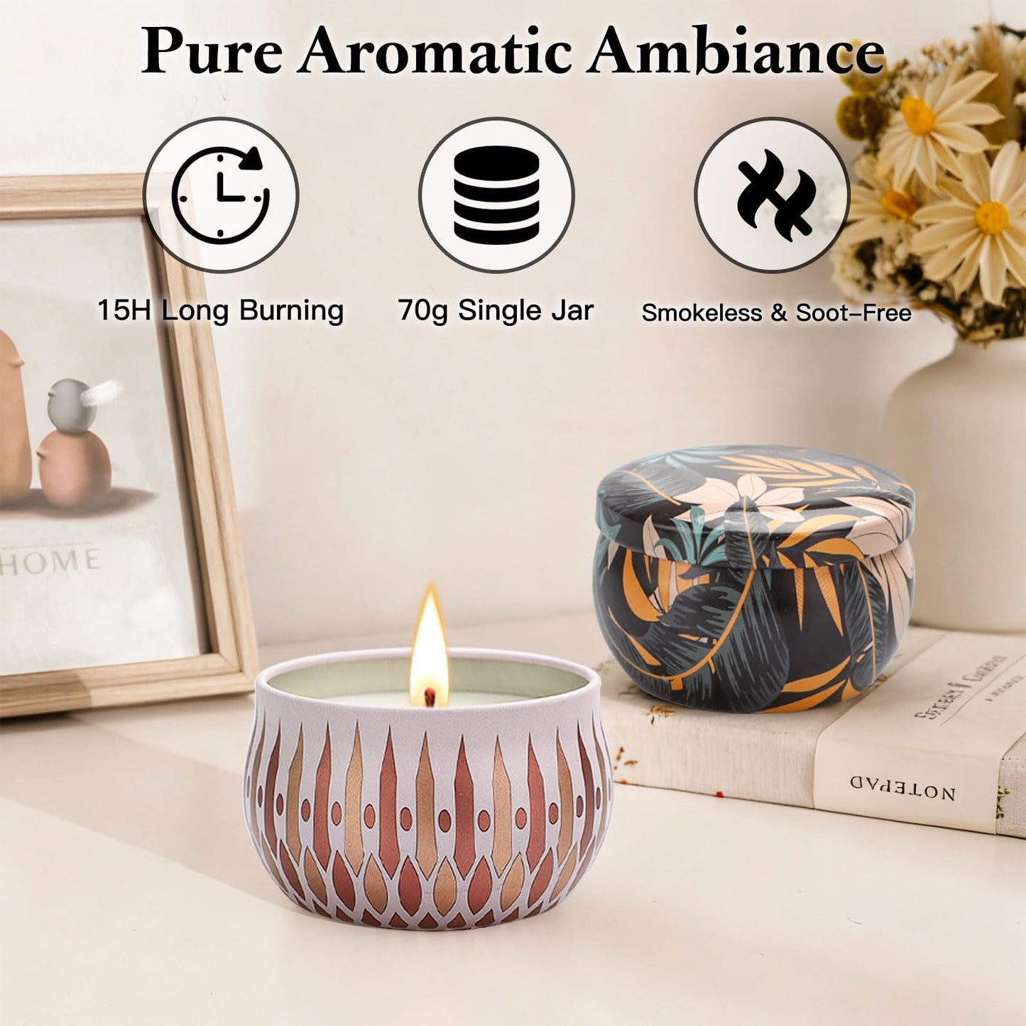 Scented Candles Gift Set, 10 Pack Candles for Home Scented, 250 Hour Long Lasting Soy Candle with Two Coasters, Gifts for Women, Aromatherapy Candle for Stress Relief, Relaxation, Bath, Yoga