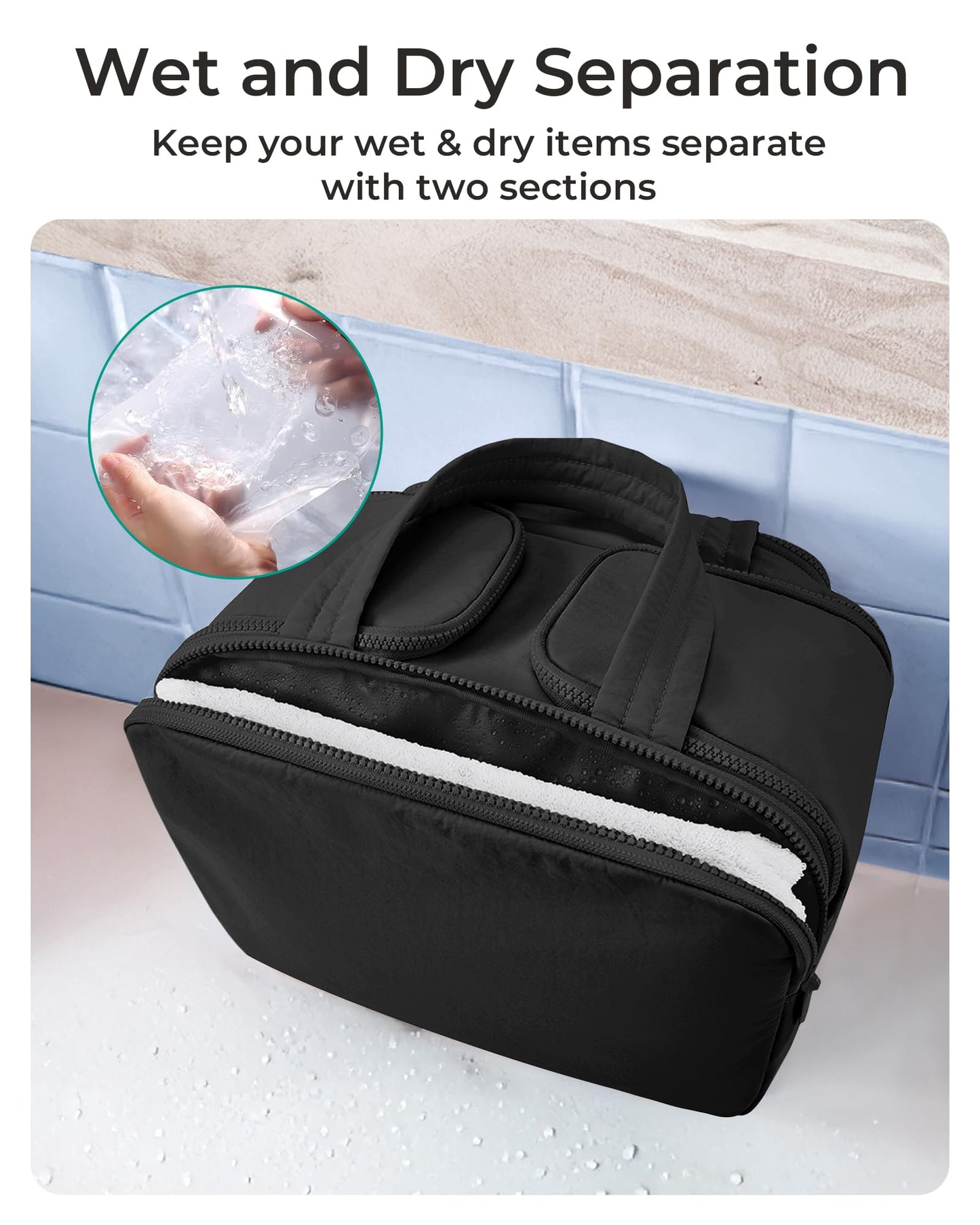 BAGSMART Travel Toiletry Bag, Lightweight Large Wide-open Travel Bag for Women, Puffy Cosmetic Makeup Bag Organizer with Handle for Accessories,Essentials, Toiletries, Dark Pink
