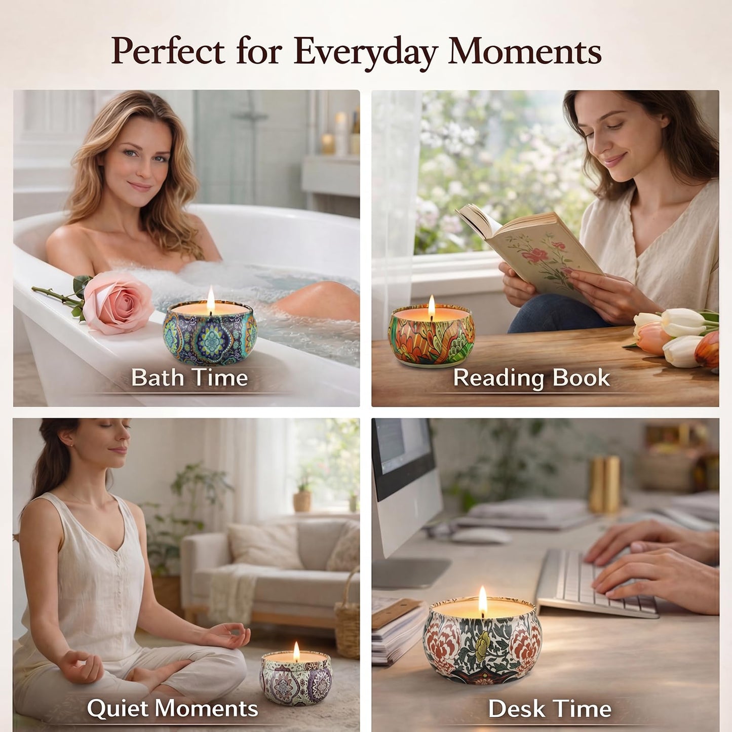 Scented Candles Gift Set, 10 Pack Candles for Home Scented, 250 Hour Long Lasting Soy Candle with Two Coasters, Gifts for Women, Aromatherapy Candle for Stress Relief, Relaxation, Bath, Yoga