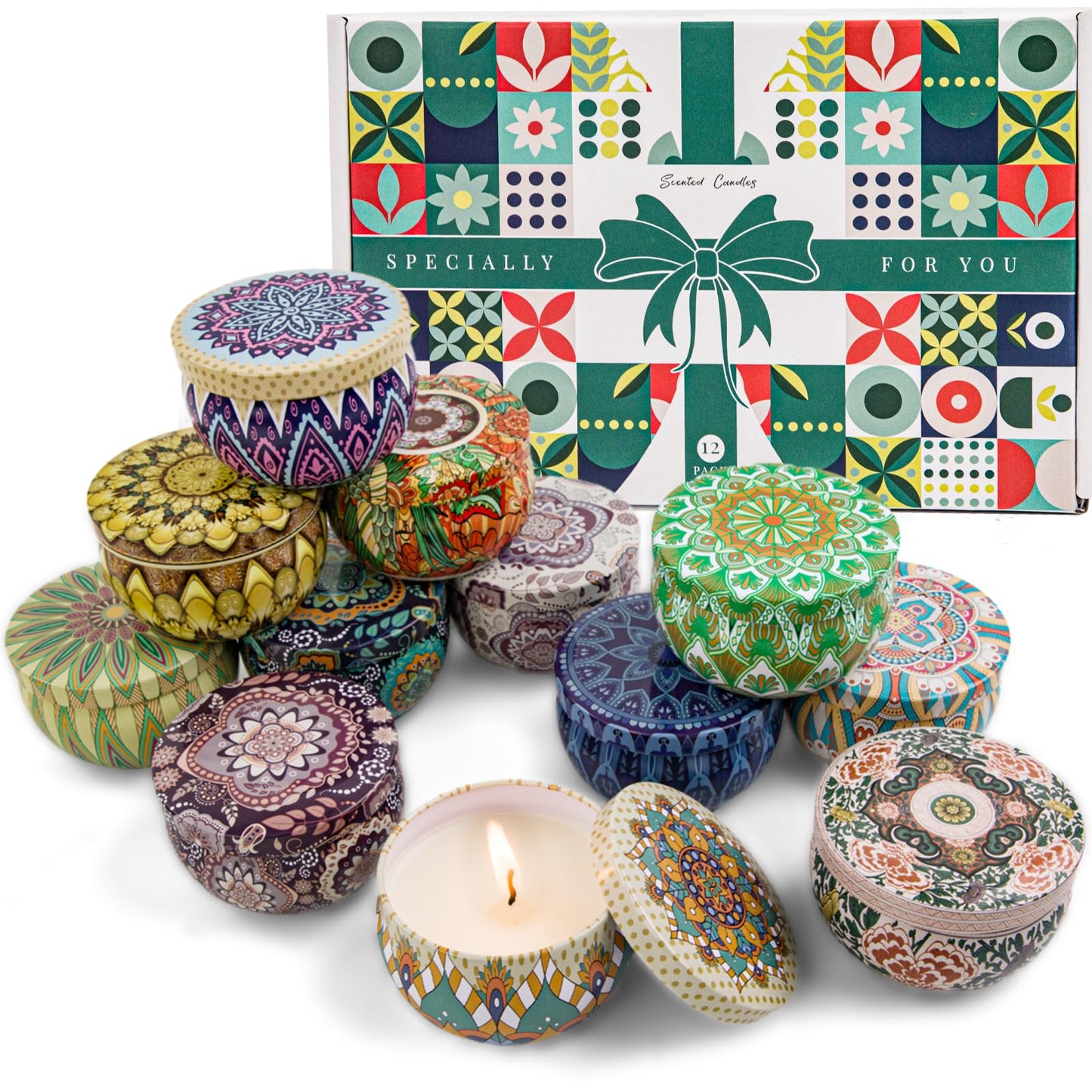 Scented Candles Gift Set, 10 Pack Candles for Home Scented, 250 Hour Long Lasting Soy Candle with Two Coasters, Gifts for Women, Aromatherapy Candle for Stress Relief, Relaxation, Bath, Yoga