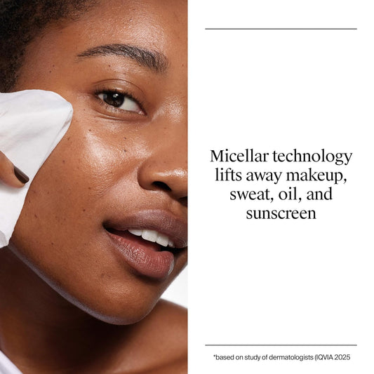 Neutrogena Makeup Remover Micellar Wipes for Face Daily Gently Removes Oil Dirt and Waterproof Makeup in a Simple Fully Plant-Based Cloth, 2 pack of 25 ct