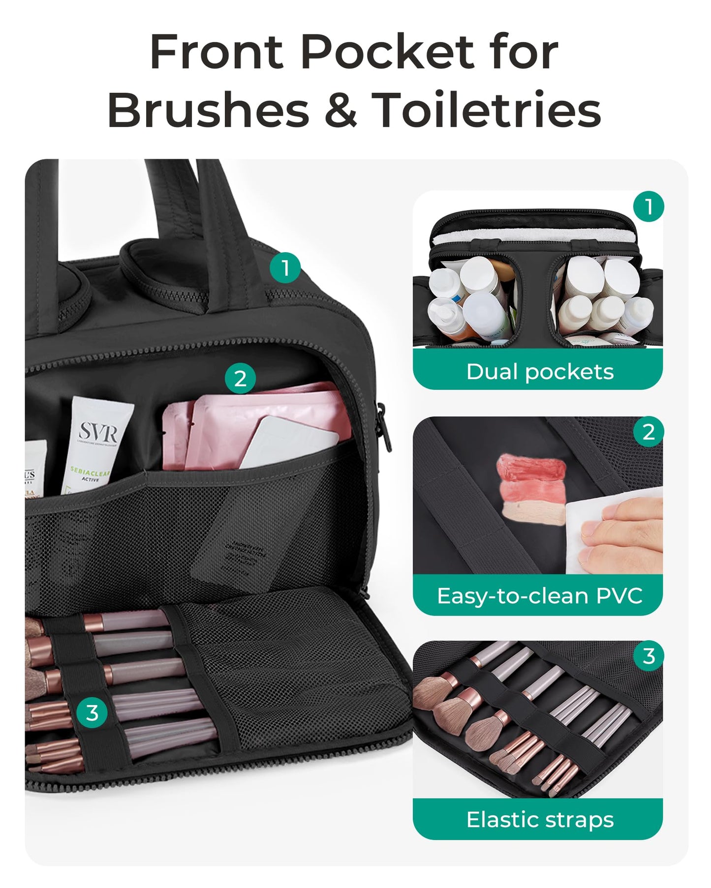 BAGSMART Travel Toiletry Bag, Lightweight Large Wide-open Travel Bag for Women, Puffy Cosmetic Makeup Bag Organizer with Handle for Accessories,Essentials, Toiletries, Dark Pink
