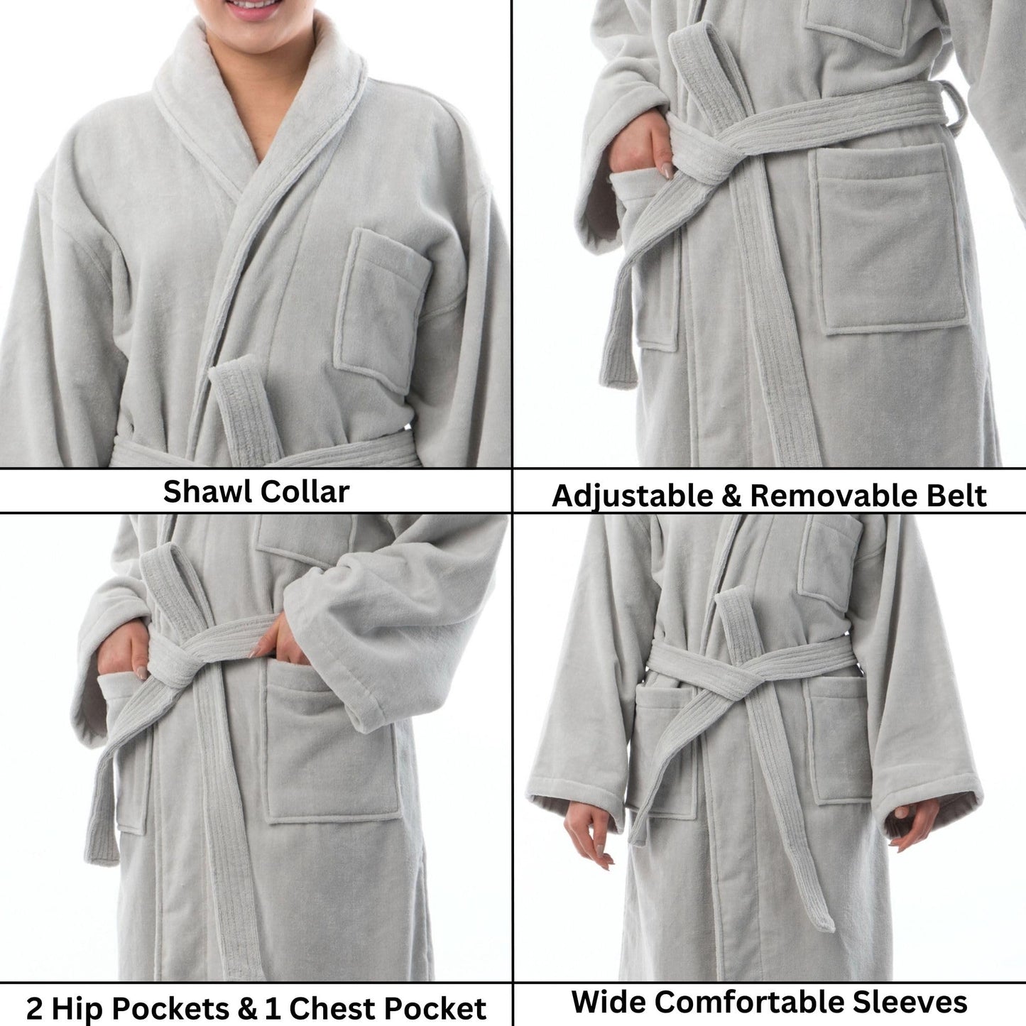 Alpine Swiss Blair Womens Cotton Terry Cloth Bathrobe Shawl Collar Velour Spa Robe