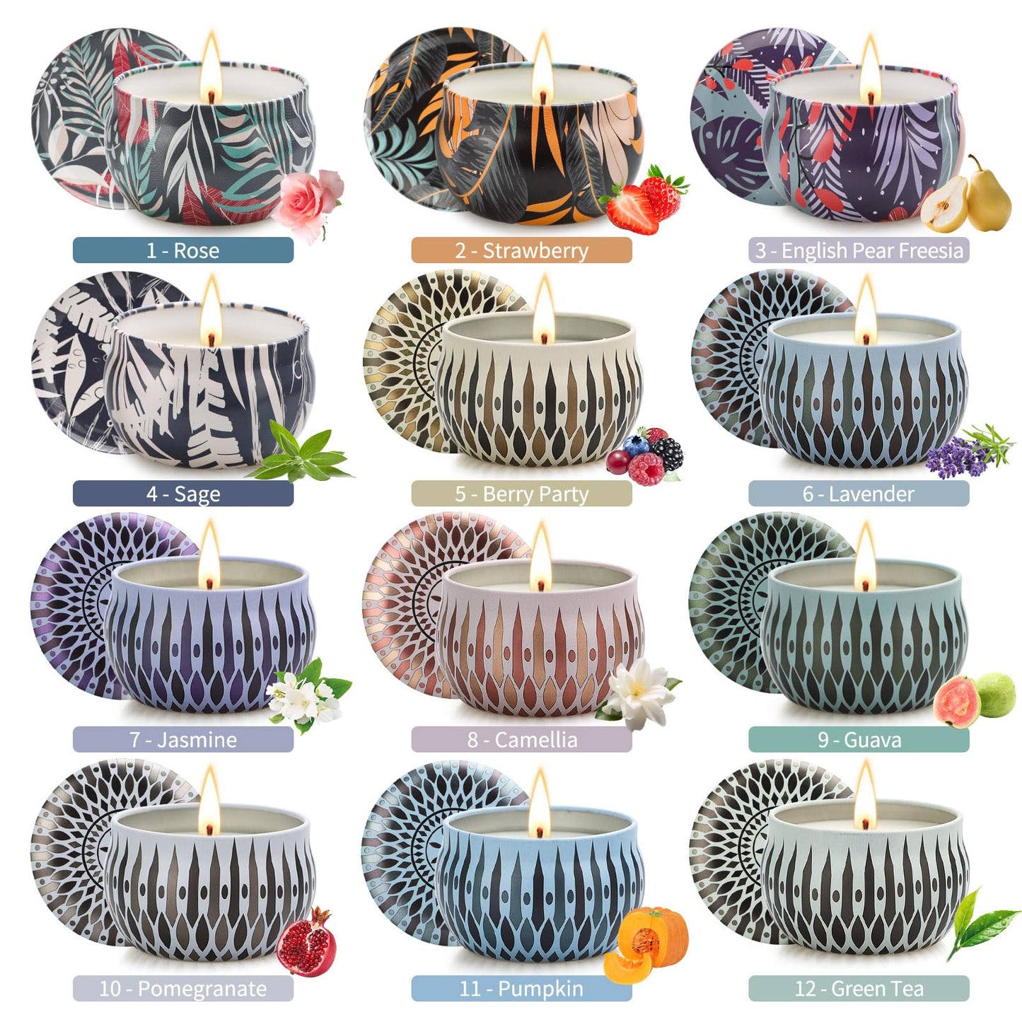 Scented Candles Gift Set, 10 Pack Candles for Home Scented, 250 Hour Long Lasting Soy Candle with Two Coasters, Gifts for Women, Aromatherapy Candle for Stress Relief, Relaxation, Bath, Yoga
