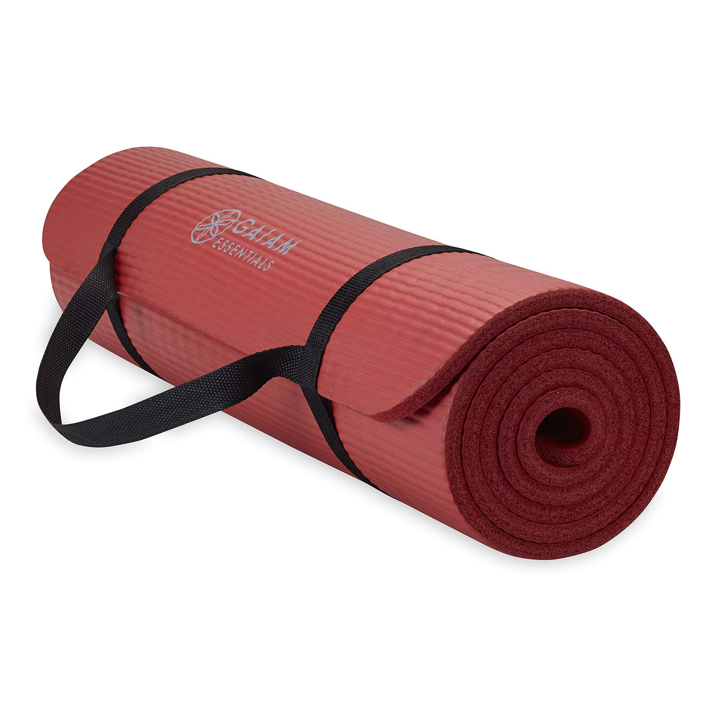 Gaiam Yoga Mat, Pilates & Exercise Mat, Thick 2/5" (10mm) Workout Mat with Easy-Cinch Carrying Strap for Home & Gym Workouts