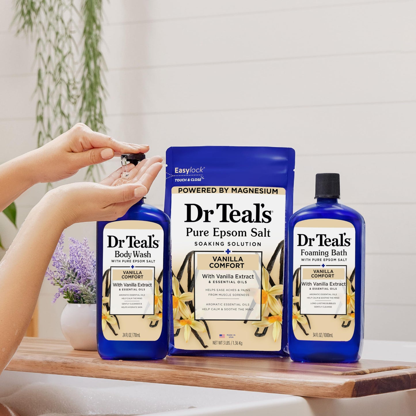 Dr Teal's Pure Epsom Magnesium Salt Soak, Soothe & Sleep with Lavender, 3 lb (Pack of 4)