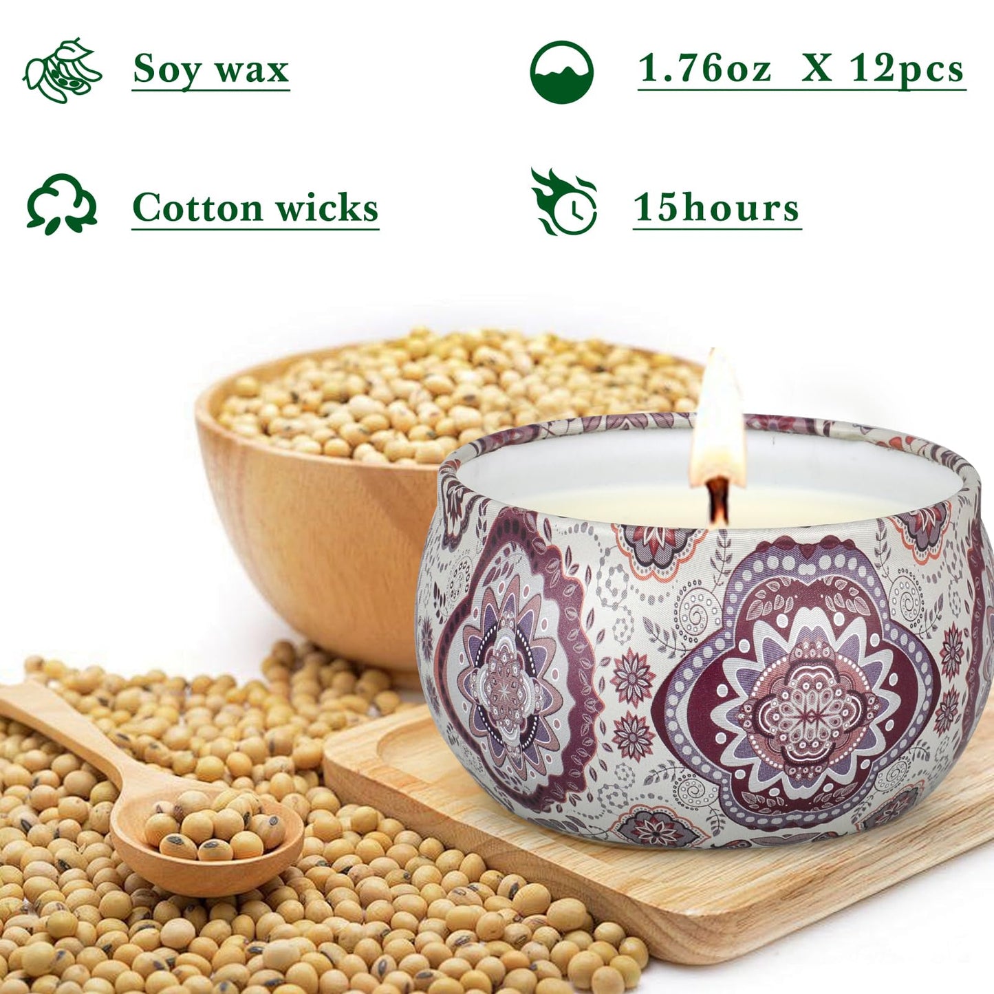 Scented Candles Gift Set, 10 Pack Candles for Home Scented, 250 Hour Long Lasting Soy Candle with Two Coasters, Gifts for Women, Aromatherapy Candle for Stress Relief, Relaxation, Bath, Yoga