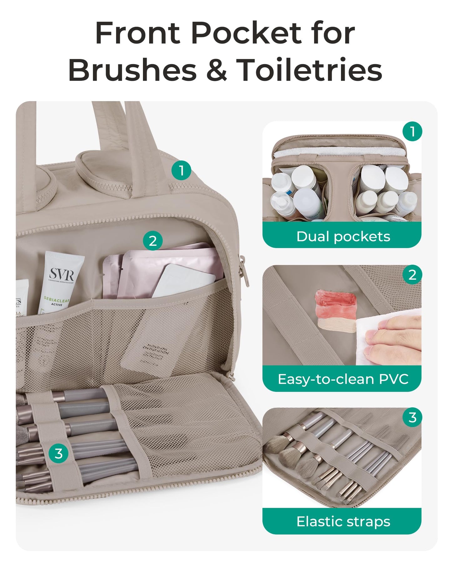 BAGSMART Travel Toiletry Bag, Lightweight Large Wide-open Travel Bag for Women, Puffy Cosmetic Makeup Bag Organizer with Handle for Accessories,Essentials, Toiletries, Dark Pink