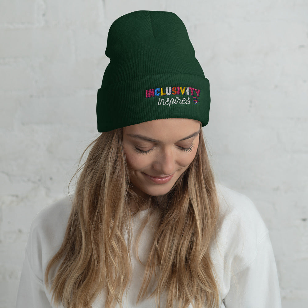 Cuffed Beanie || Inclusivity Inspires || Brand Slogan || One Size Fit image 13
