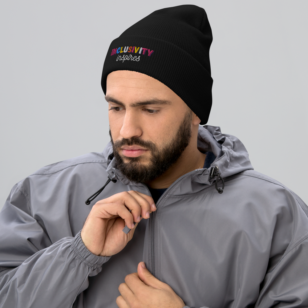 Cuffed Beanie || Inclusivity Inspires || Brand Slogan || One Size Fit image 5