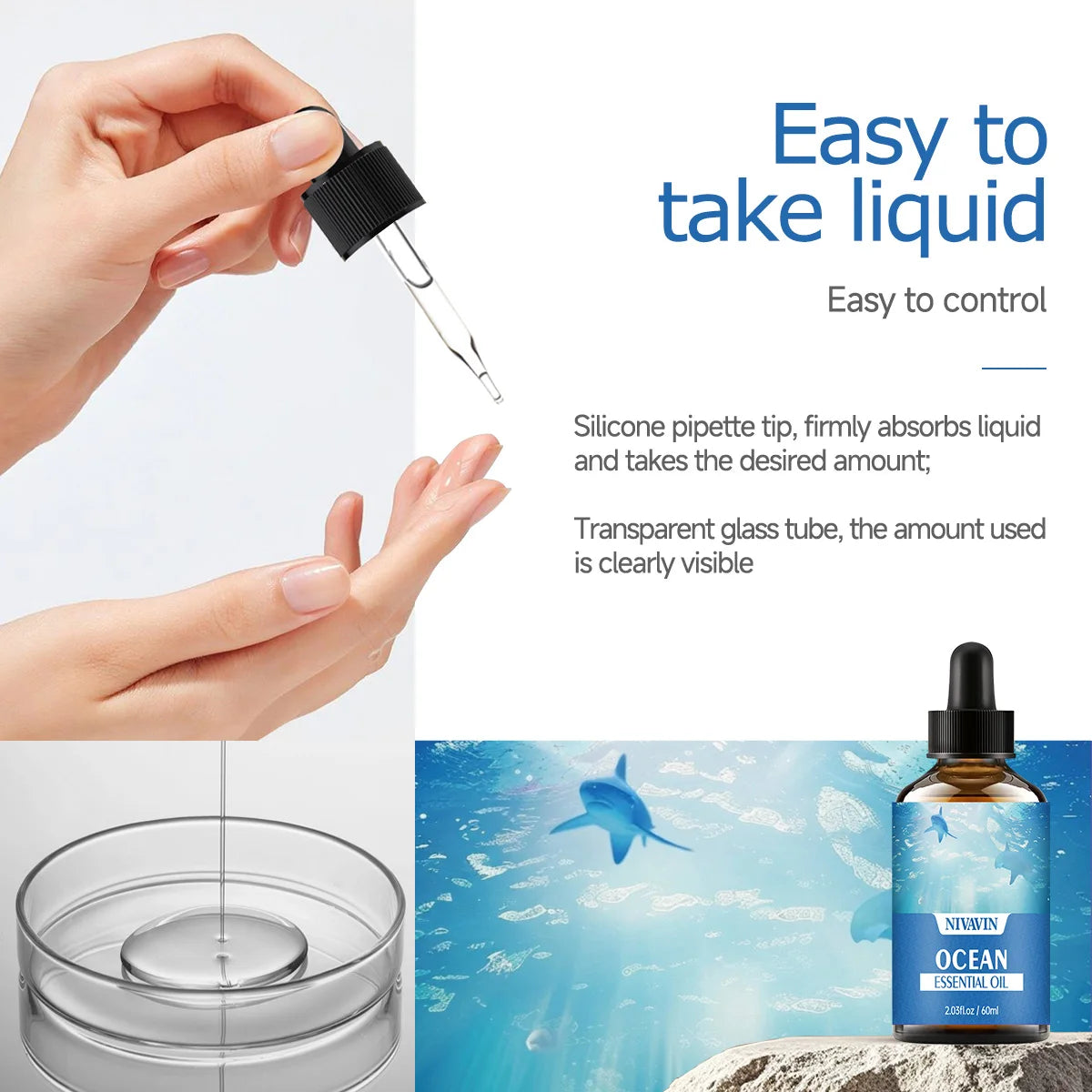 30ml/60mlNIVAVIN Ocean essential oil body massage skin care hydration and air freshness
