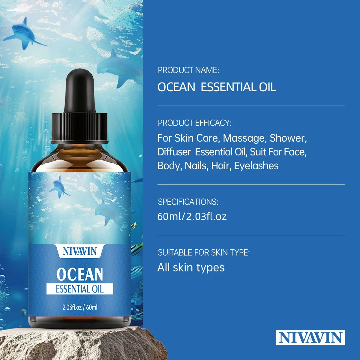 30ml/60mlNIVAVIN Ocean essential oil body massage skin care hydration and air freshness