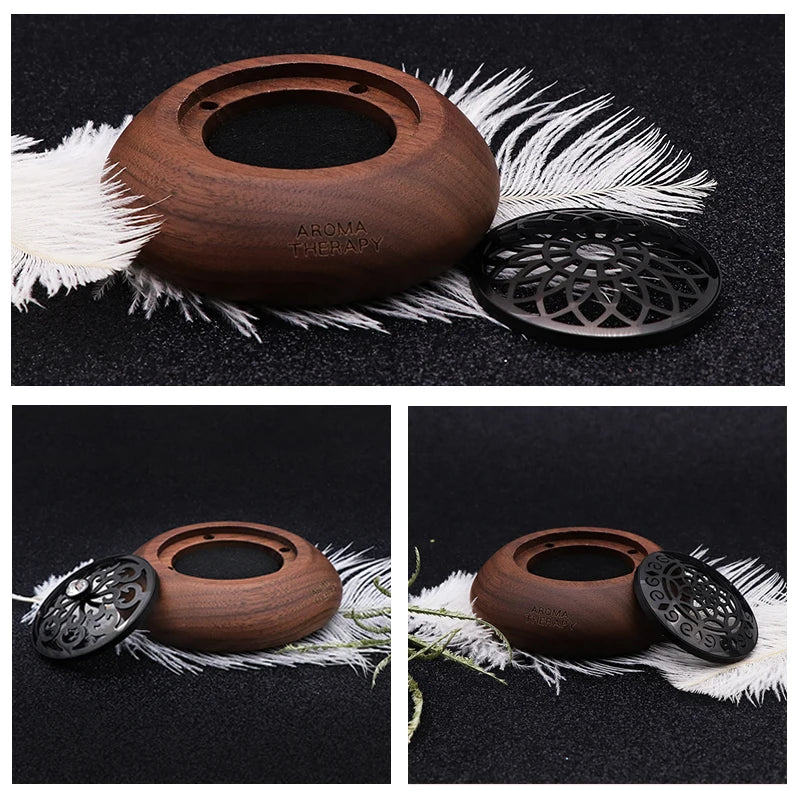 Essential Oil Aromatherapy Diffuser Wooden Stainless Steel Cover Aroma Eco-Friendly Fragrance Diffused Wood Refreshing