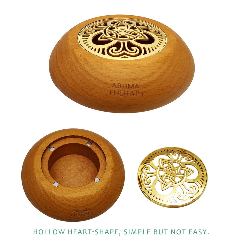 Essential Oil Aromatherapy Diffuser Wooden Stainless Steel Cover Aroma Eco-Friendly Fragrance Diffused Wood Refreshing