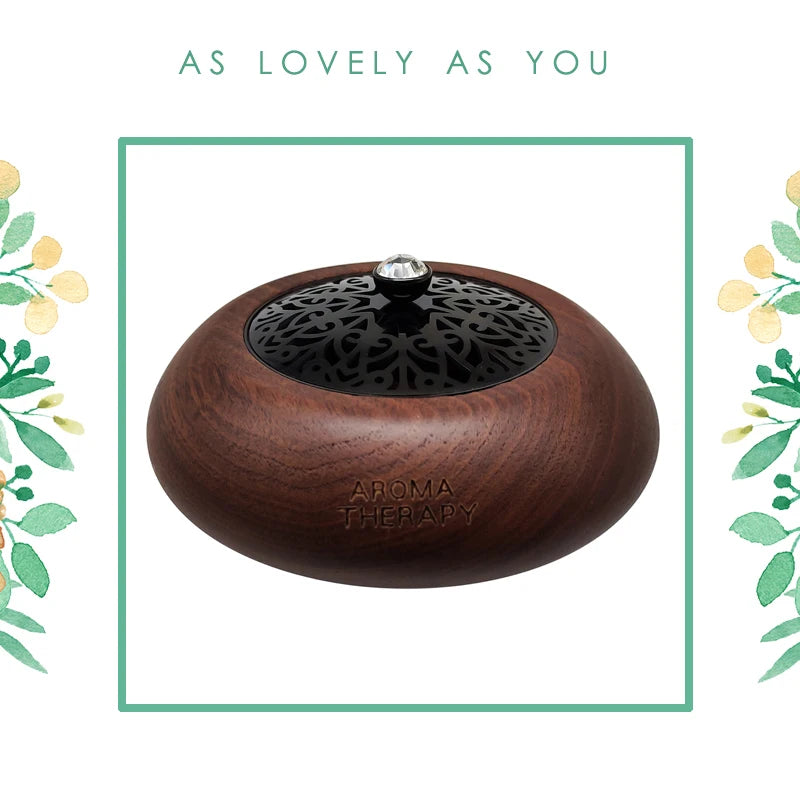 Essential Oil Aromatherapy Diffuser Wooden Stainless Steel Cover Aroma Eco-Friendly Fragrance Diffused Wood Refreshing