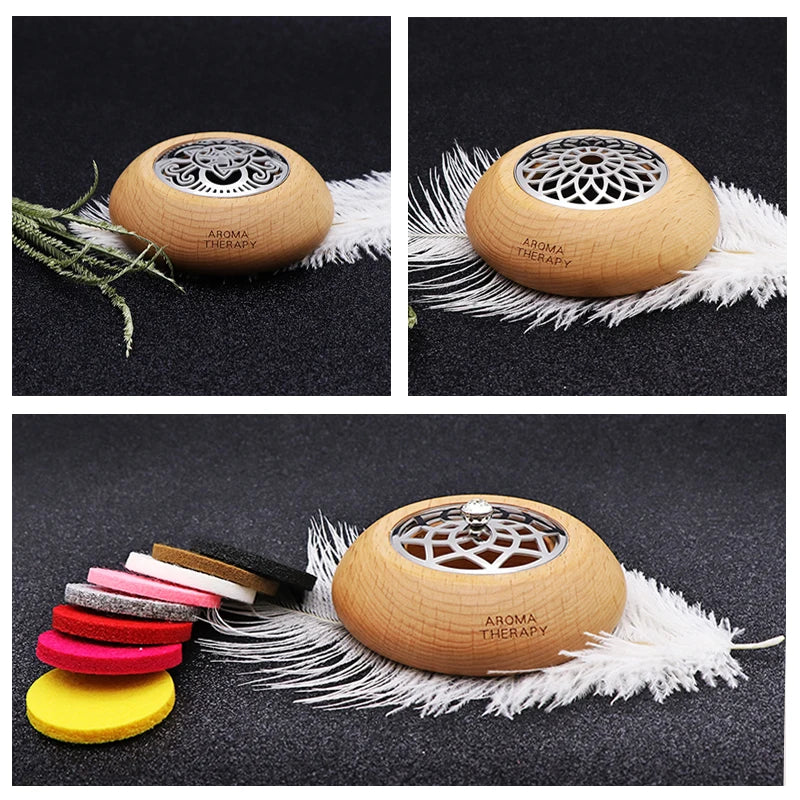 Essential Oil Aromatherapy Diffuser Wooden Stainless Steel Cover Aroma Eco-Friendly Fragrance Diffused Wood Refreshing