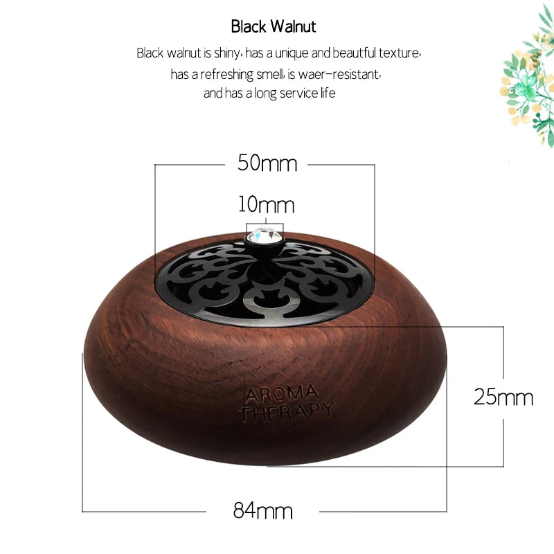 Essential Oil Aromatherapy Diffuser Wooden Stainless Steel Cover Aroma Eco-Friendly Fragrance Diffused Wood Refreshing