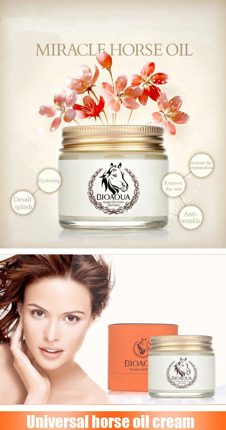 BIOAQUA Face Cream Horse Oil Ointment Moisturizer Improve Drying Anti-Aging Moisturizing Whitening Day Cream Face Body Skin Care