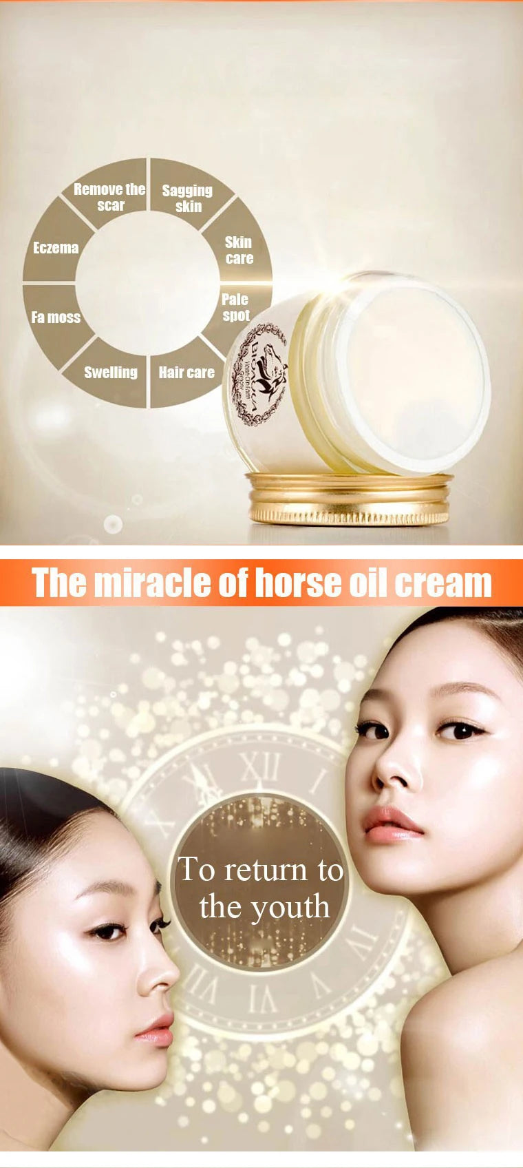 BIOAQUA Face Cream Horse Oil Ointment Moisturizer Improve Drying Anti-Aging Moisturizing Whitening Day Cream Face Body Skin Care