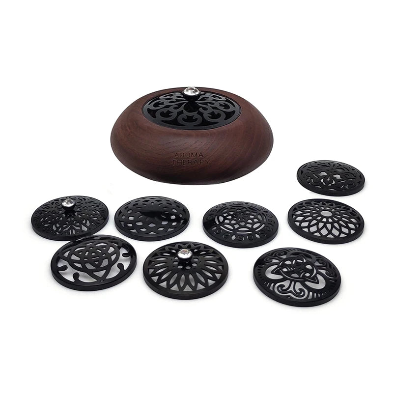 Essential Oil Aromatherapy Diffuser Wooden Stainless Steel Cover Aroma Eco-Friendly Fragrance Diffused Wood Refreshing