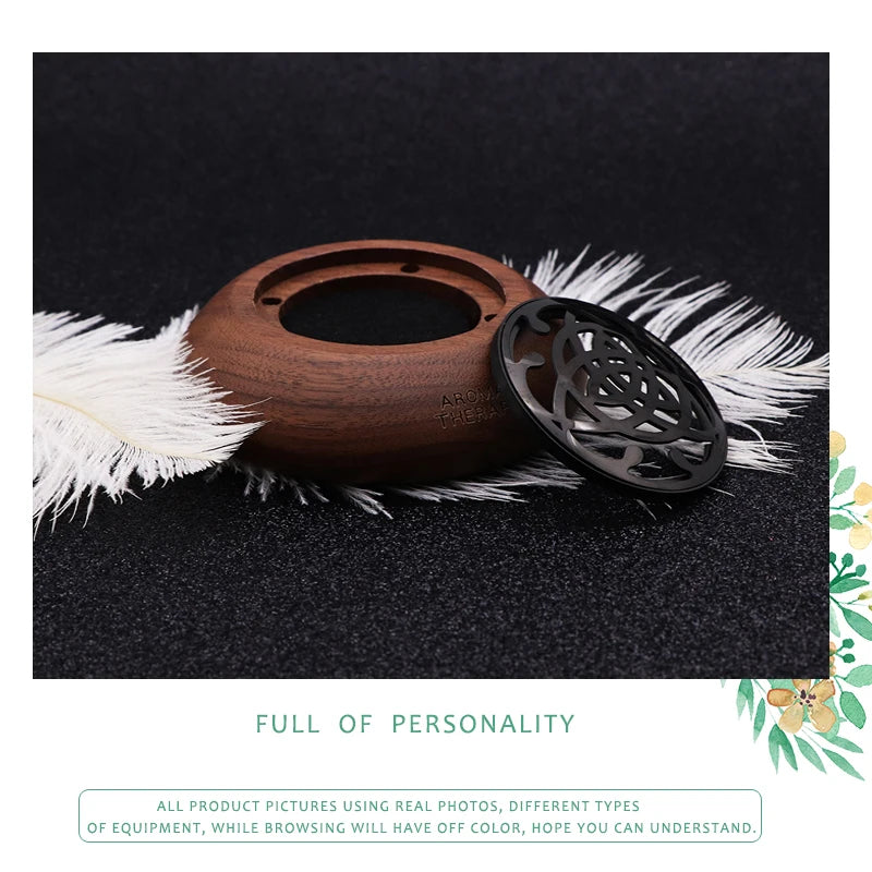 Essential Oil Aromatherapy Diffuser Wooden Stainless Steel Cover Aroma Eco-Friendly Fragrance Diffused Wood Refreshing
