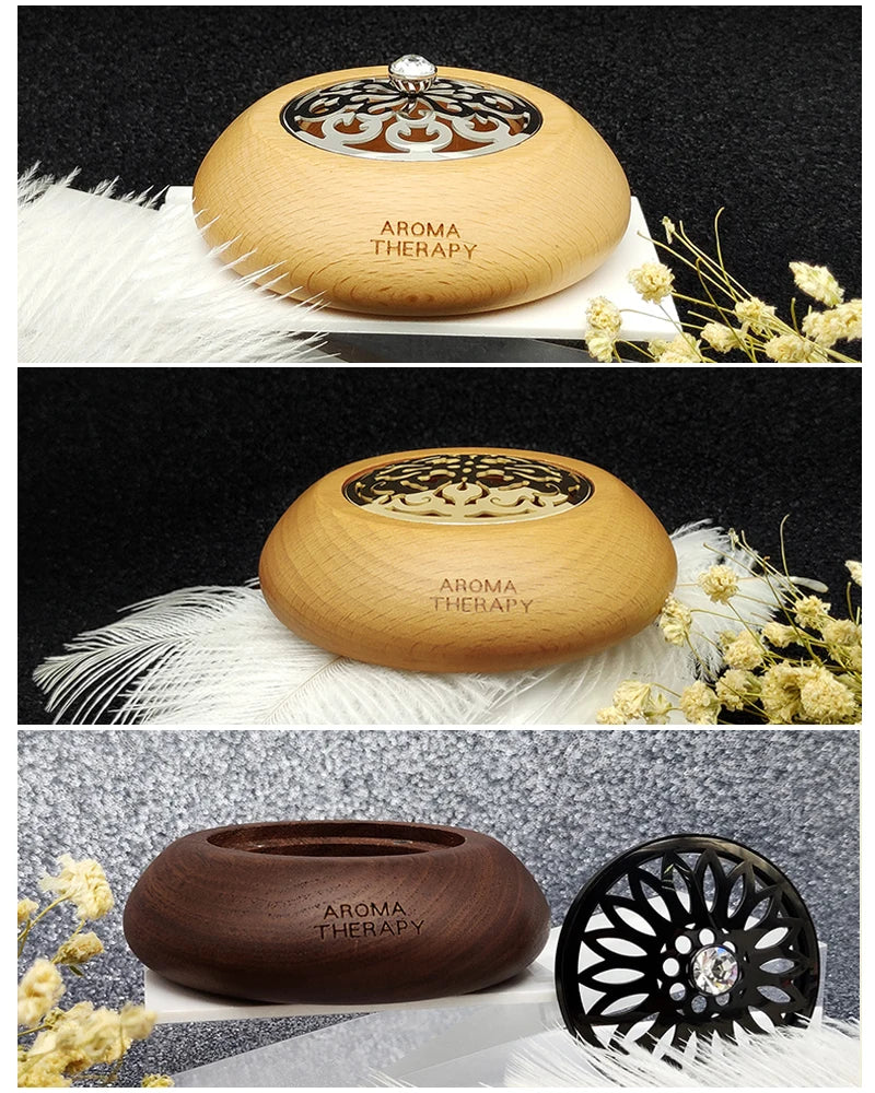 Essential Oil Aromatherapy Diffuser Wooden Stainless Steel Cover Aroma Eco-Friendly Fragrance Diffused Wood Refreshing