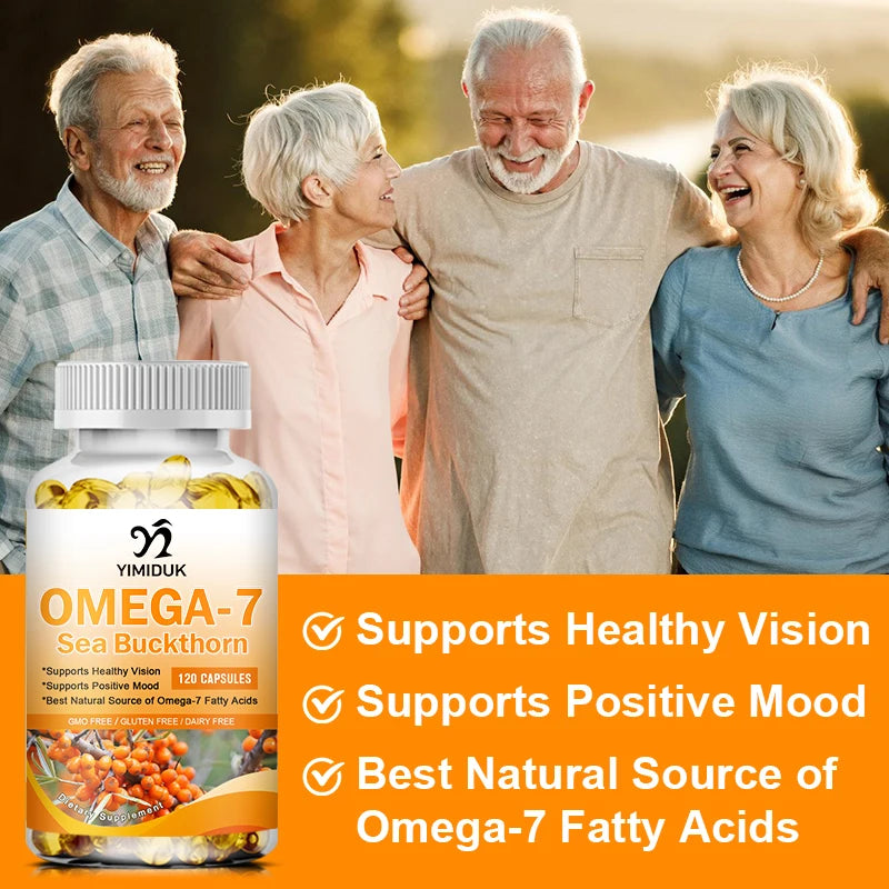 Organic Sea Buckthorn Oil, Omega-7 Complete Softgels, 120 Count, with Omega 3, 6 & 9, Supports Hair, Skin & Nail Health