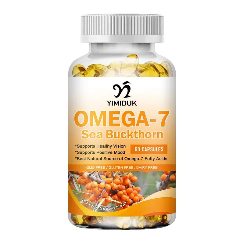 Organic Sea Buckthorn Oil, Omega-7 Complete Softgels, 120 Count, with Omega 3, 6 & 9, Supports Hair, Skin & Nail Health