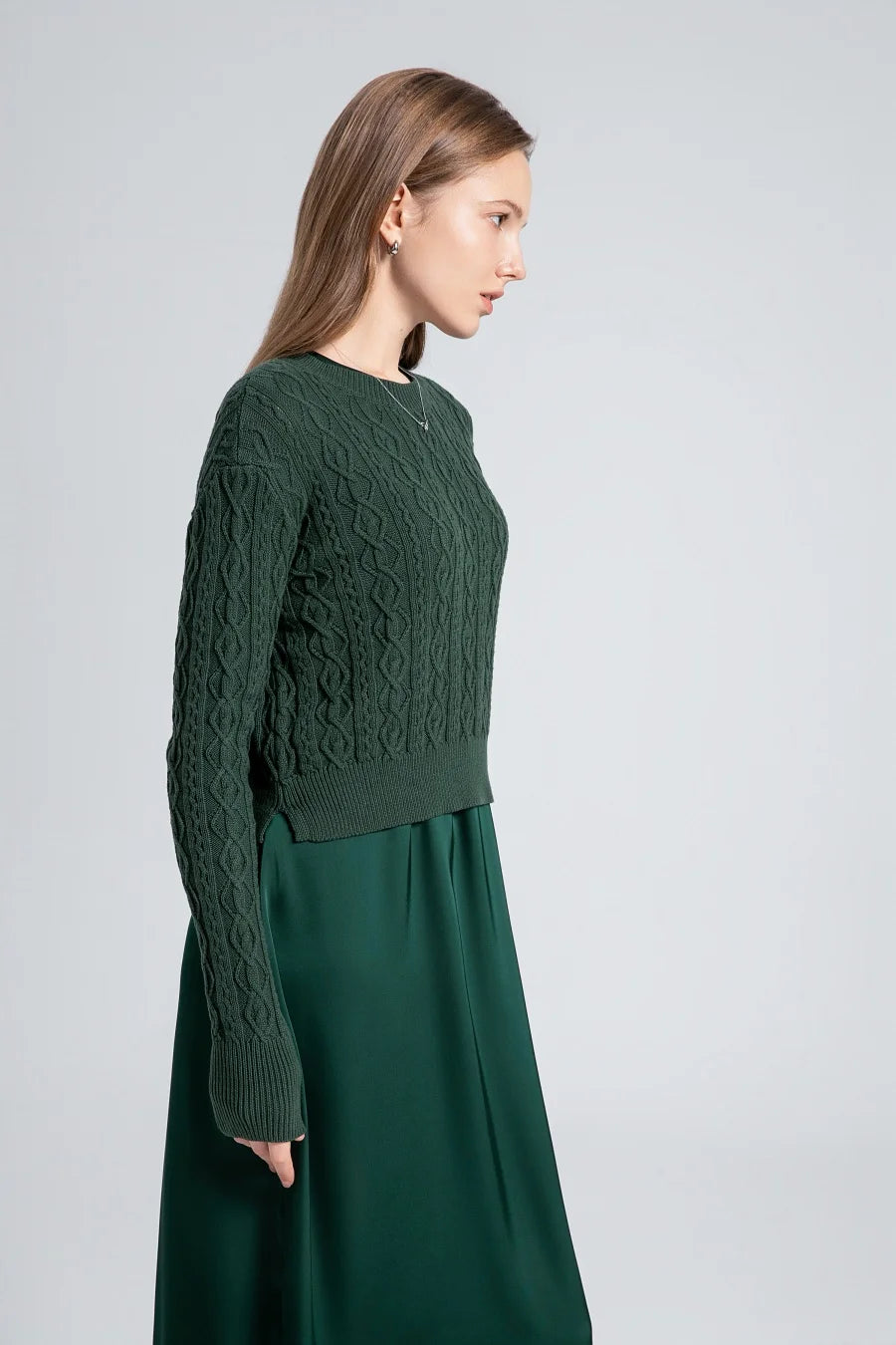 Sale AS 2024 winter design woman clothing Cable knitted Tops + Satin Dress ( Ship out in 1 day)