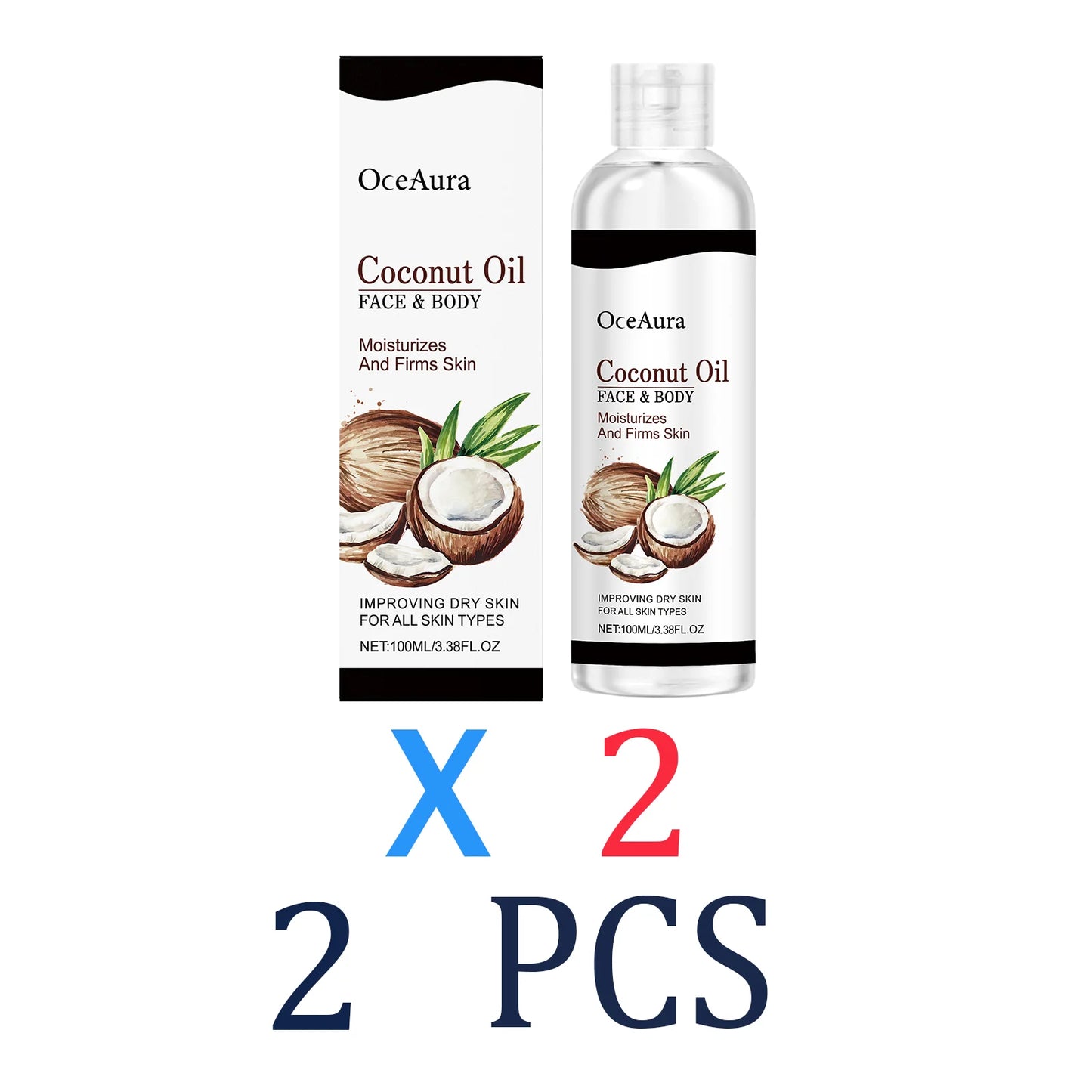 Coconut Oil for Skin & Body 100ml Natural Moisturizing Dry Oil Nourishing & Hydrating Tropical Scent Non Greasy Fast Absorbing