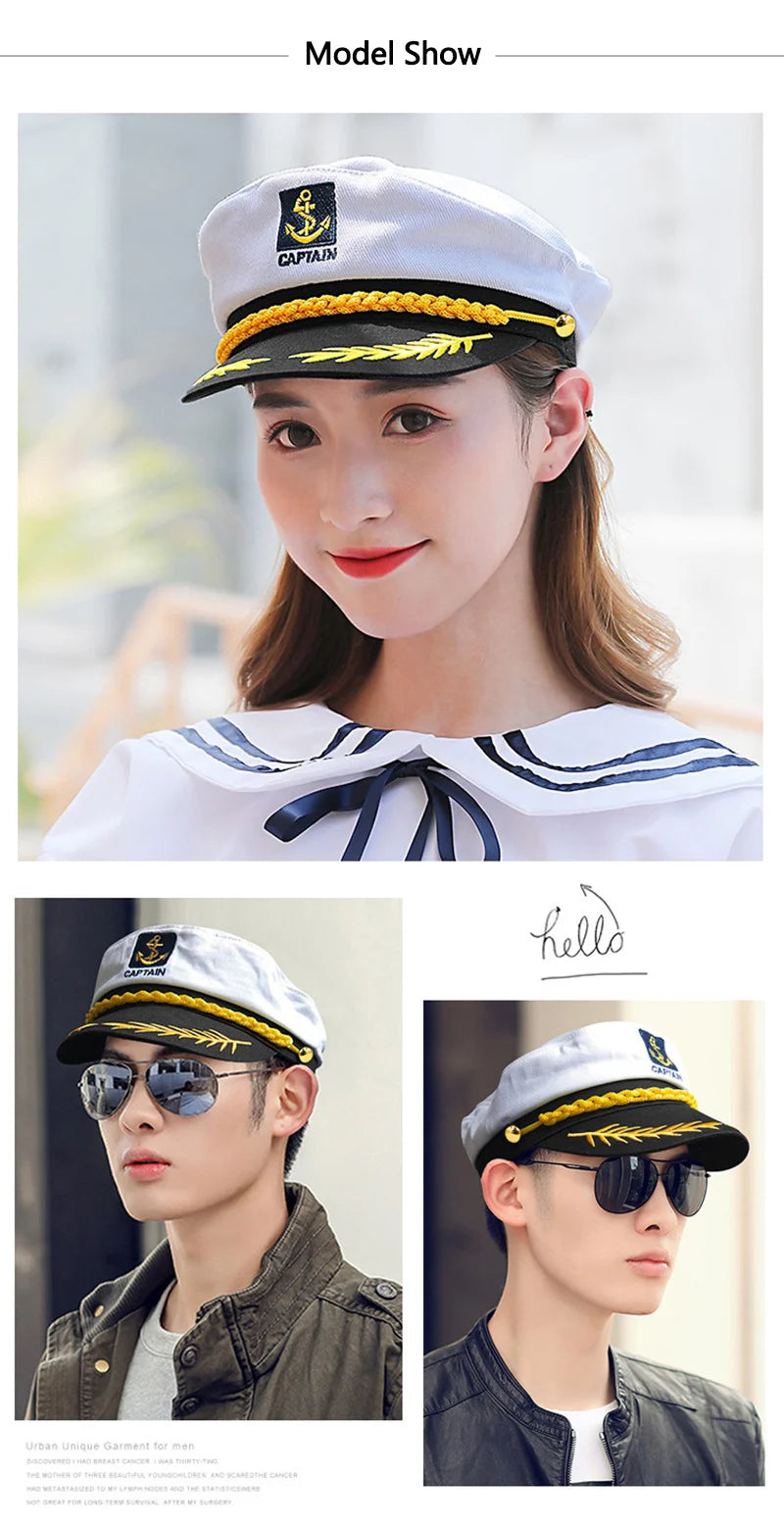 Adult Yacht Sailor Captain Hat Adjustable Men's and Women's Party Hat Makeup Ball Dressing Event Excellent Stylish Accessories