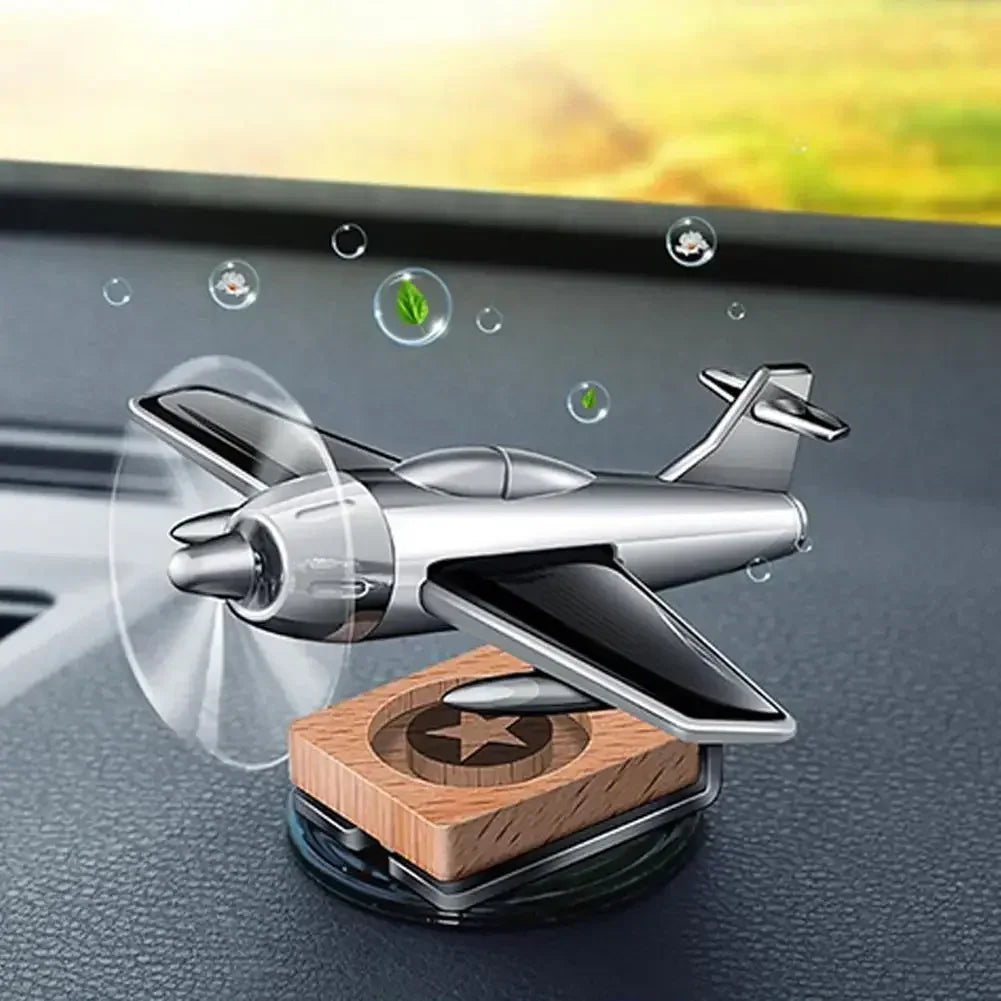 Car Essential Oil Diffuser Solar Airplane Air Freshener Wooden Base Fragrance Aromatherapy Diffuser Ornaments Auto Accessories