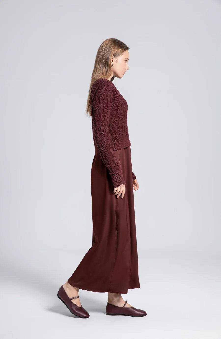 Sale AS 2024 winter design woman clothing Cable knitted Tops + Satin Dress ( Ship out in 1 day)