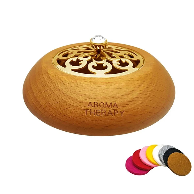 Essential Oil Aromatherapy Diffuser Wooden Stainless Steel Cover Aroma Eco-Friendly Fragrance Diffused Wood Refreshing