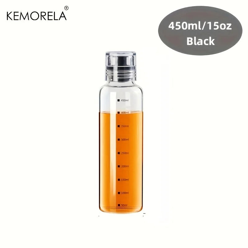 1PCS BBQ Cooking Oil Bottle With Scale Sealing Glass Oil Can For Air Fryer Sauce Vinegar Cooking Kitchen Supplies 300/450/600ML